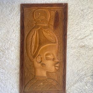 Vintage Carved Wood African Woman Silhouette Wall Art 

26” H x 13” W